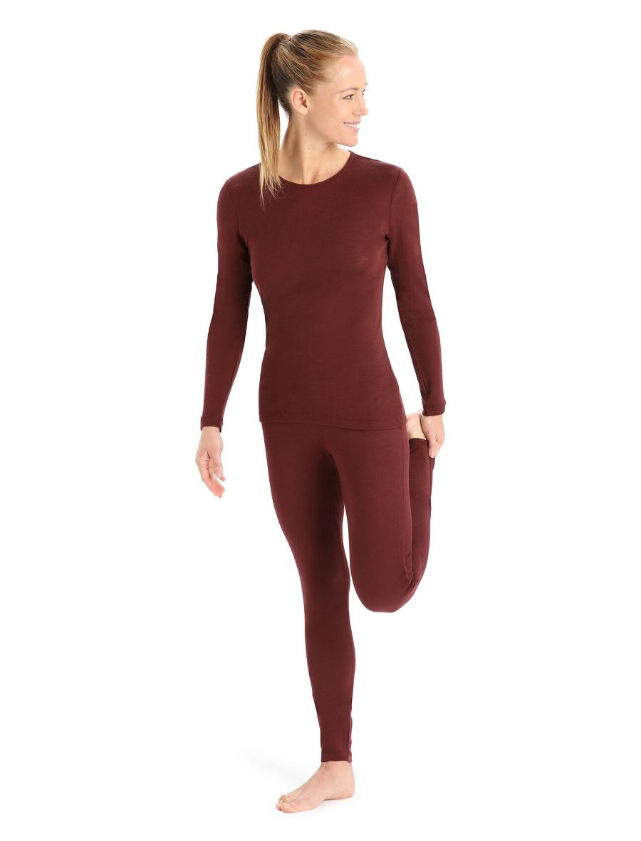 Women's Icebreaker Merino 175 Everyday Long Sleeve Crewe Thermal Top Base Layers Espresso | CA 1037LISH